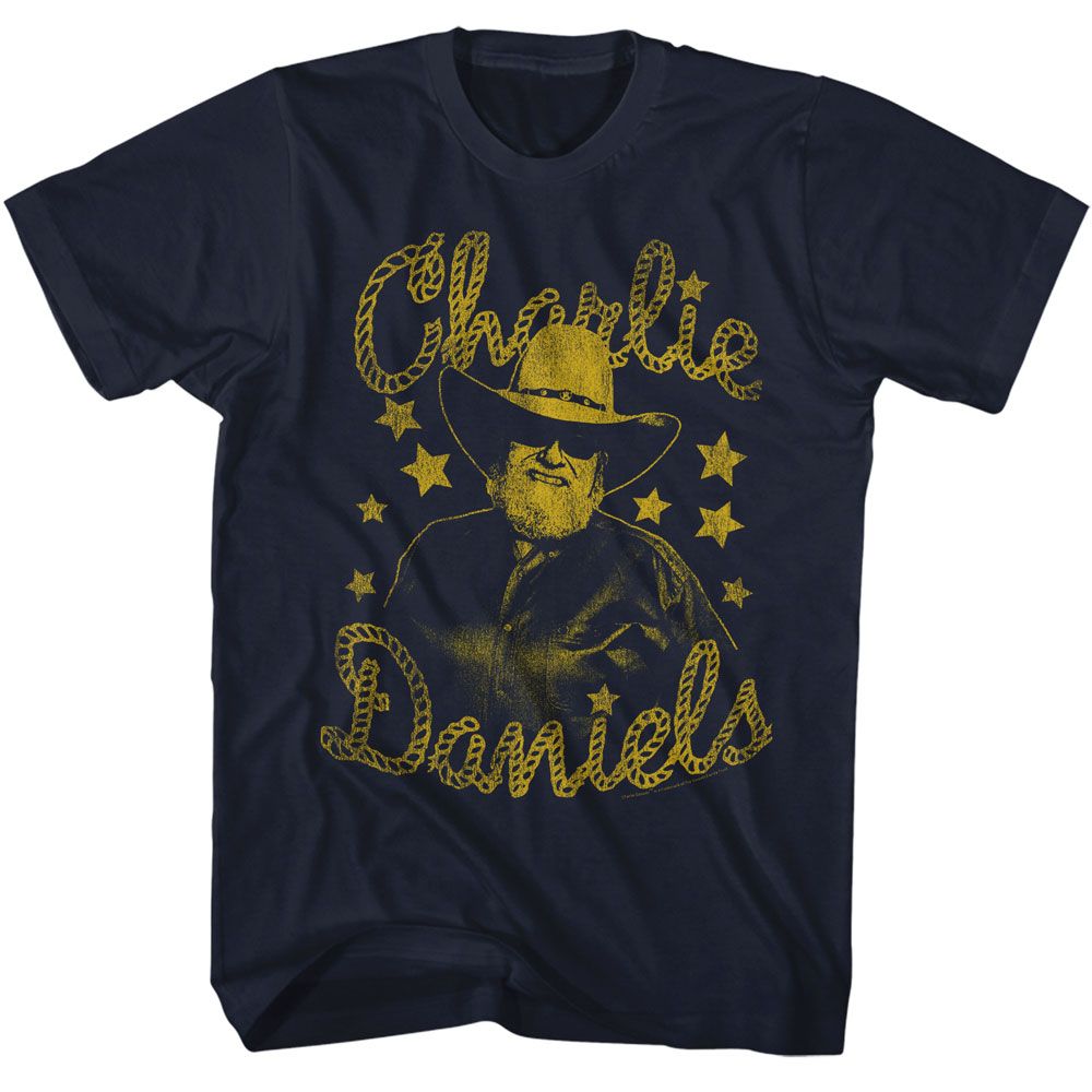 Navy Charlie Daniels Band t-shirt featuring Charlie Daniels Band And Stars design