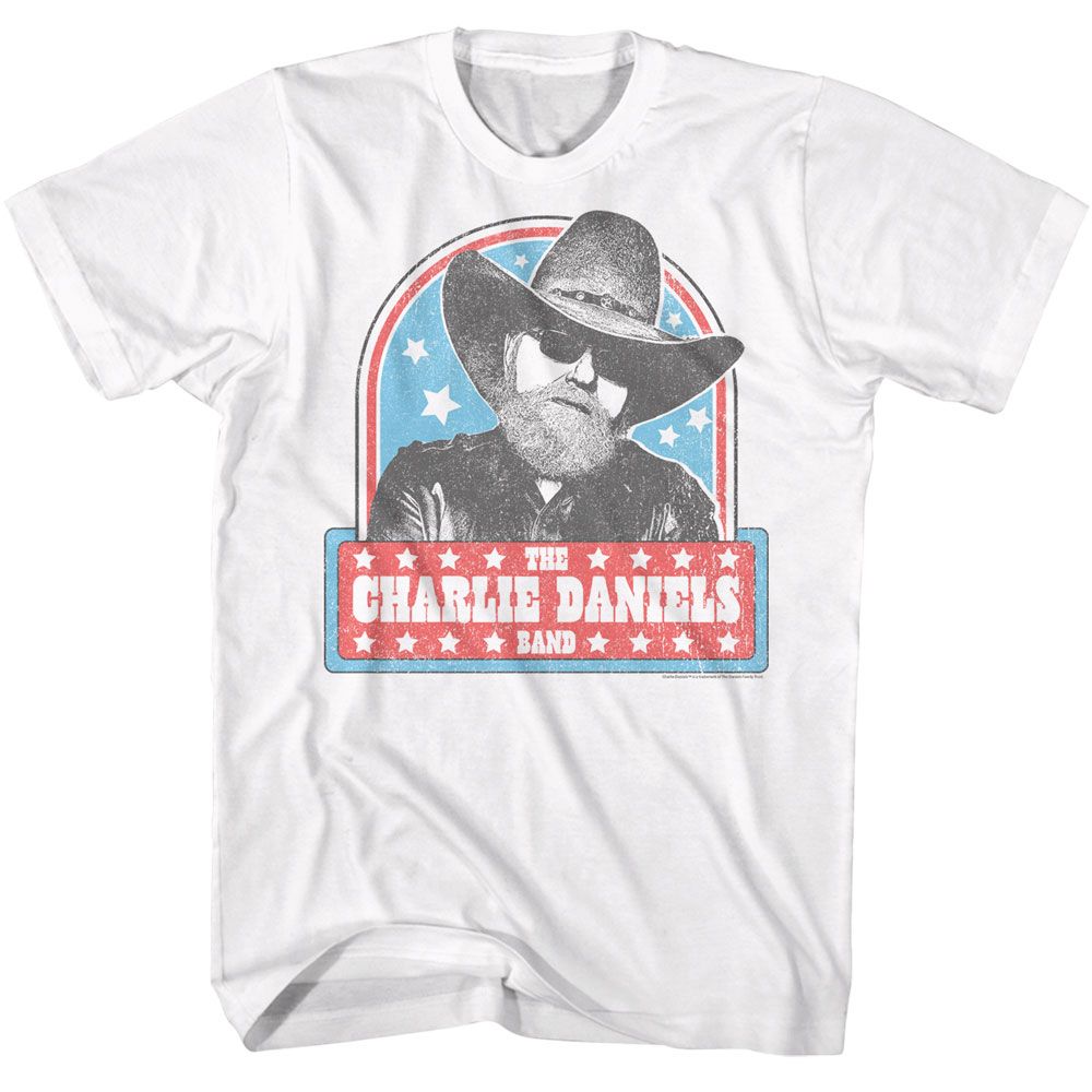 White Charlie Daniels Band t-shirt featuring Charlie Daniels Band Vintage Stars design