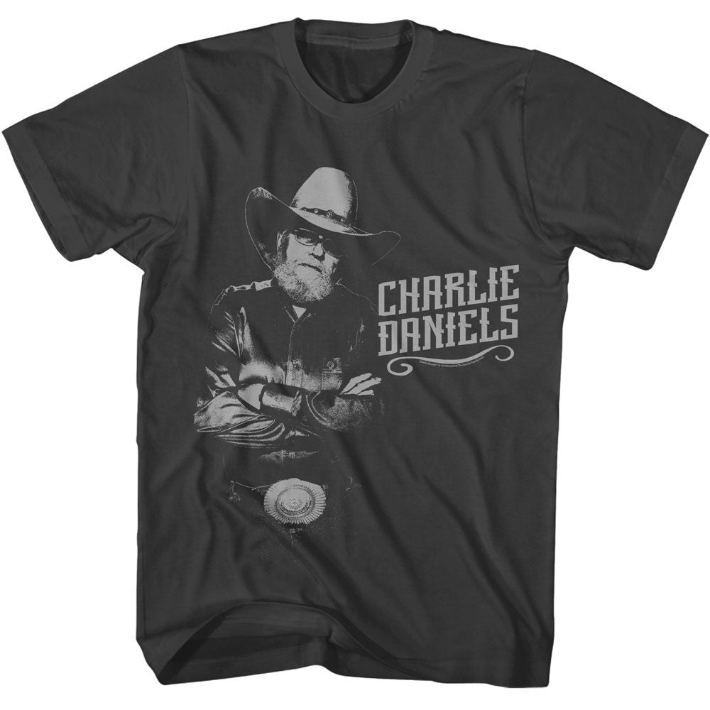 Smoke gray Charlie Daniels Band t-shirt featuring Charlie Daniels Band 1 Color logo design