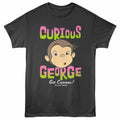 Smoke gray Curious George t-shirt featuring a 3D Text and Bananas design