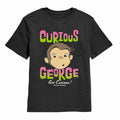 Black Curious George t-shirt featuring a 3D Text and Bananas design