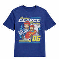 Royal blue heather Curious George t-shirt featuring a Racing design