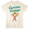 Natural Curious George t-shirt featuring a Racing design