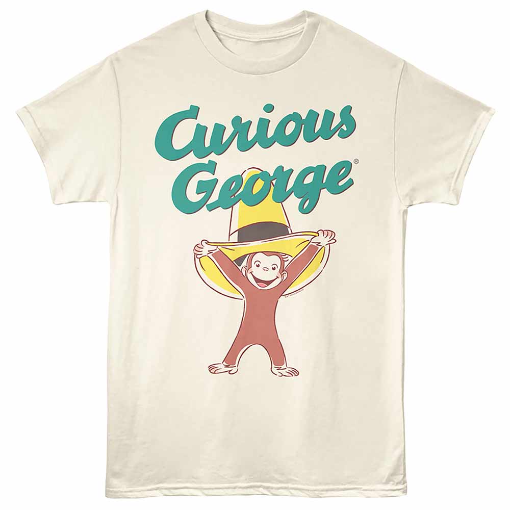 Natural Curious George t-shirt featuring a Racing design