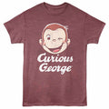Vintage maroon heather Curious George t-shirt featuring a Wink design