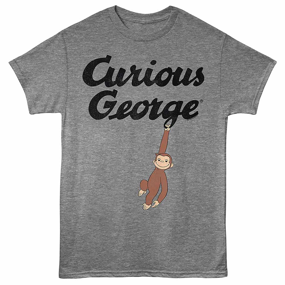 Graphite heather Curious George t-shirt featuring a Climb design