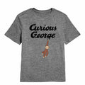 Graphite heather Curious George t-shirt featuring a Climb design