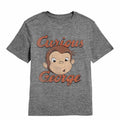 Graphite heather Curious George t-shirt featuring a Face and Logo design