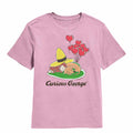 Light Pink Curious George t-shirt featuring a Heart Balloons and Dog design
