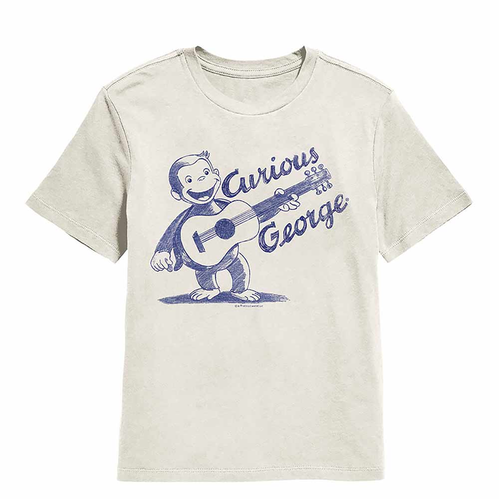 Natural Curious George t-shirt featuring a With Guitar design