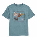 Vintage Indigo Heather Curious George t-shirt featuring a Let's Play design