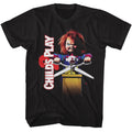 Black Chucky t-shirt featuring Chucky Child's Play 2 1990 movie poster design