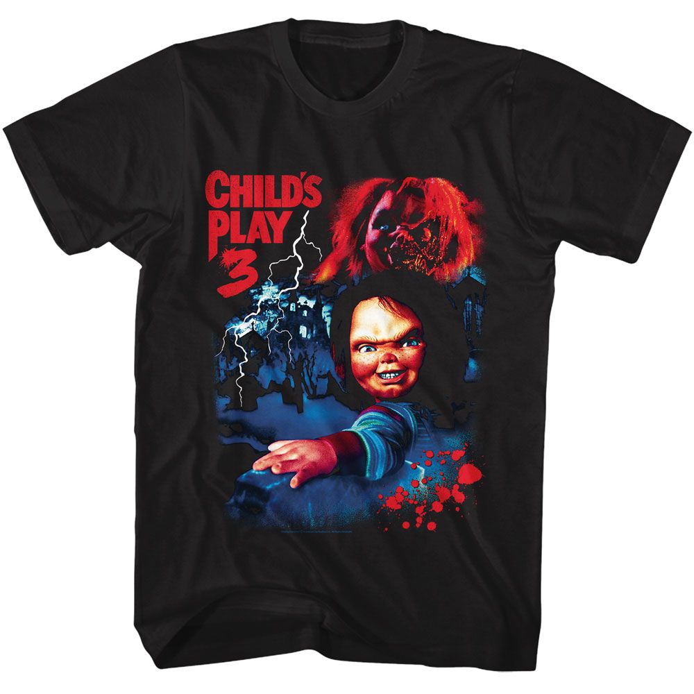 Black Chucky t-shirt featuring Chucky Child's Play 3 1991 design