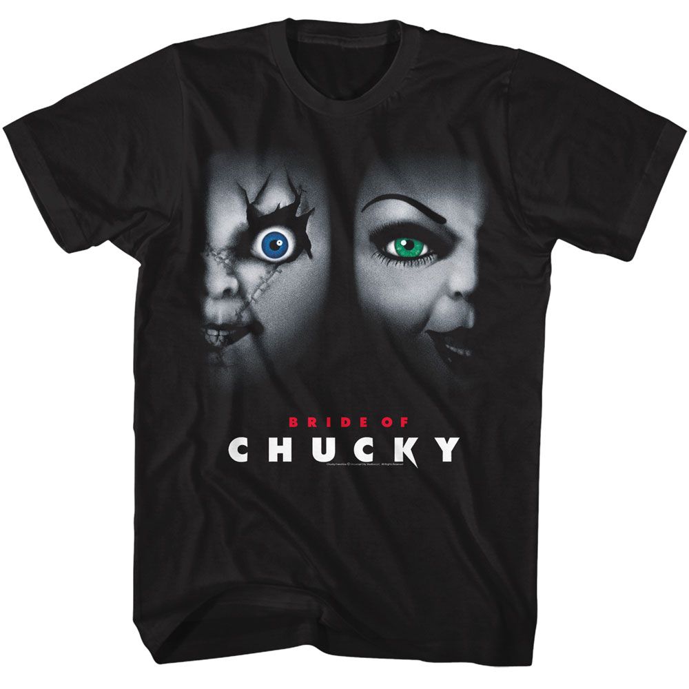 Black Chucky t-shirt featuring Chucky Bride Of Chucky 1998 movie poster design
