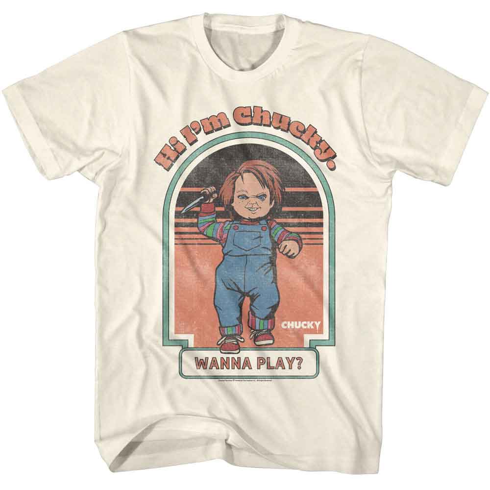 Natural Chucky t-shirt featuring Chucky Wanna Play design
