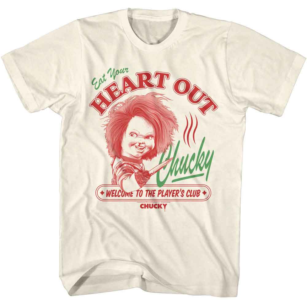 Natural Chucky t-shirt featuring Chucky Eat Your Heart Out design