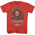 Red heather Chucky t-shirt featuring Chucky Have A Killer Christmas design
