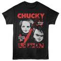 Black Chucky t-shirt featuring Chucky Knife Split design