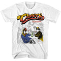 White Cheers t-shirt featuring Cheers Drinking design