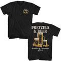 Black Cheers t-shirt featuring Cheers Pretzels And Beer front and back design