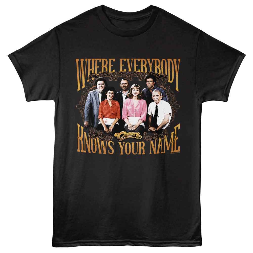 Black Cheers t-shirt featuring Cheers Where Everybody Knows Your Name design