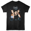 Black Charmed t-shirt featuring Charmed Halliwell sisters in smoke effect treatment