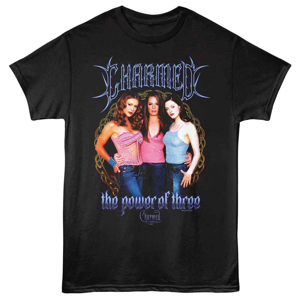 Black Charmed t-shirt featuring Charmed cast art in edgy pastel treatment