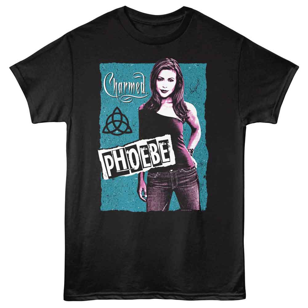 Black Charmed t-shirt featuring Phoebe Halliwell portrait from Charmed