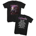 Black Cinderella band t-shirt featuring Cinderella Night Songs 1986 album art design