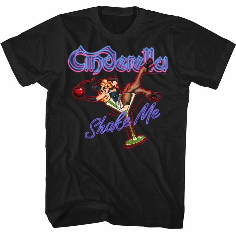 Black Cinderella band t-shirt featuring Cinderella Shake Me design