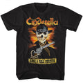 Black Cinderella band t-shirt featuring Cinderella Skelerella skeleton design