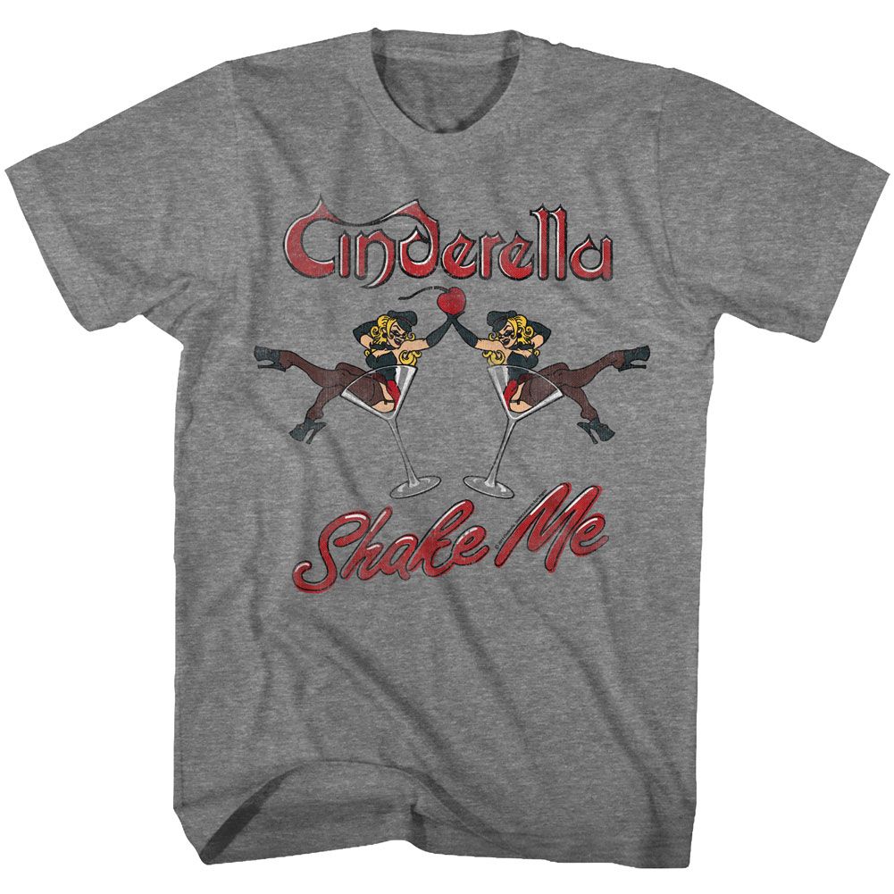 Graphite heather Cinderella band t-shirt featuring Cinderella Shake Me Reflect design