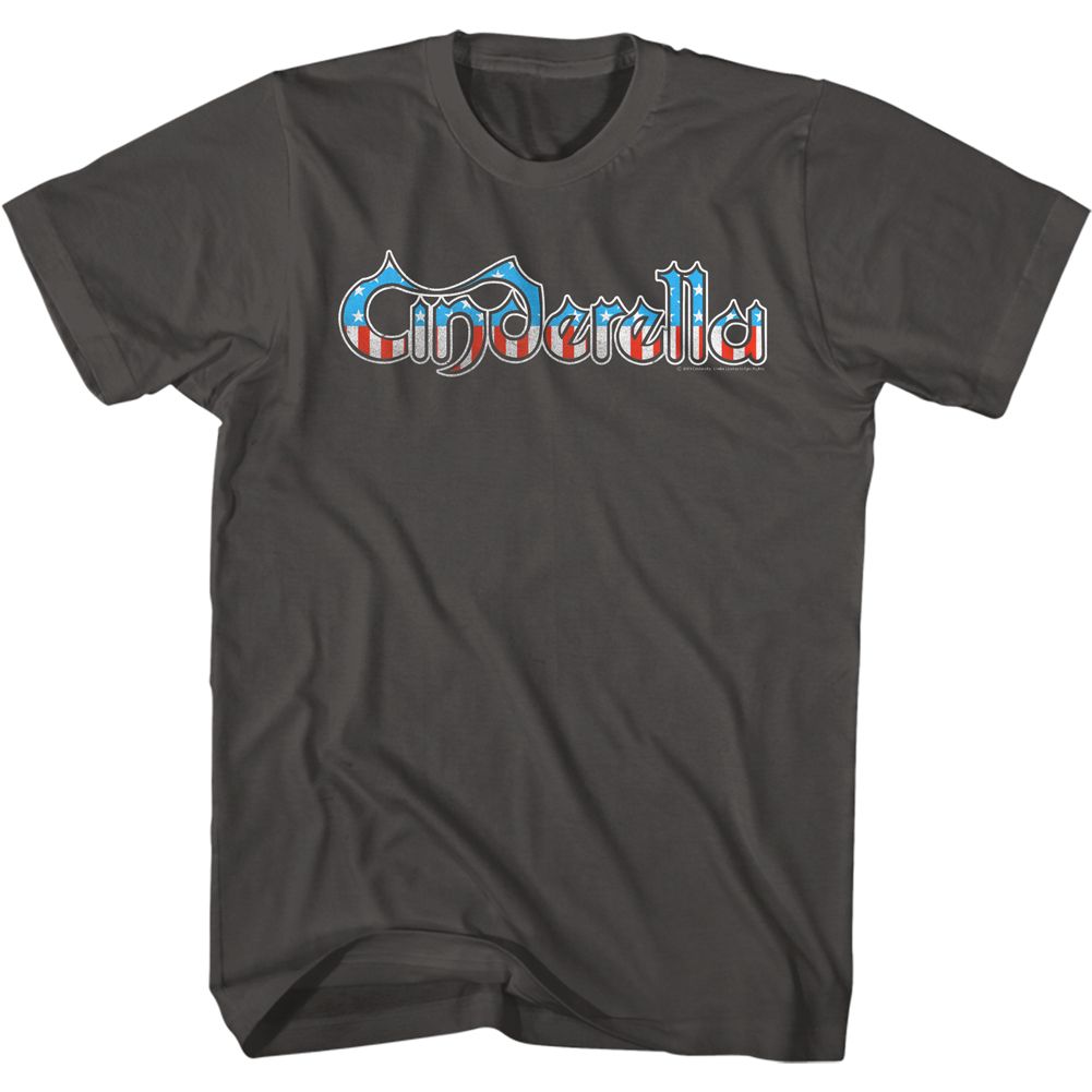 Smoke gray Cinderella band t-shirt featuring Cinderella Flag Logo design