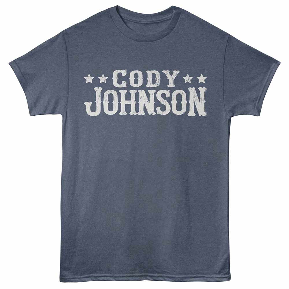Navy heather Cody Johnson t-shirt featuring a Stars design