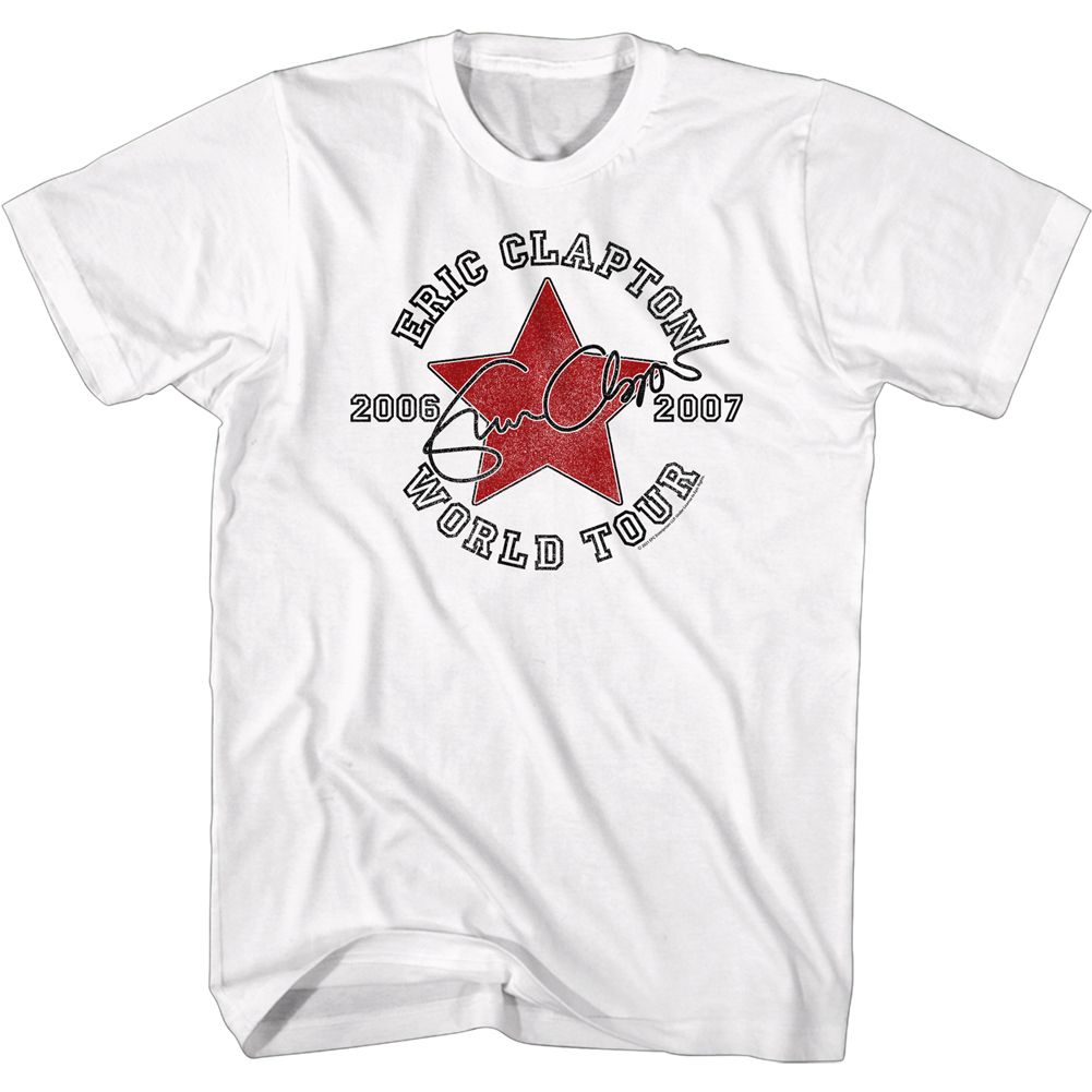 White Eric Clapton t-shirt featuring Eric Clapton World Tour design