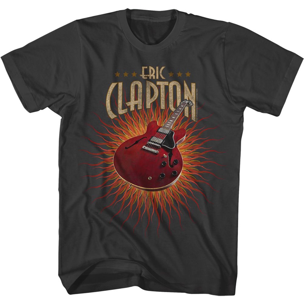 Smoke gray Eric Clapton t-shirt featuring Eric Clapton Guitar Flames design