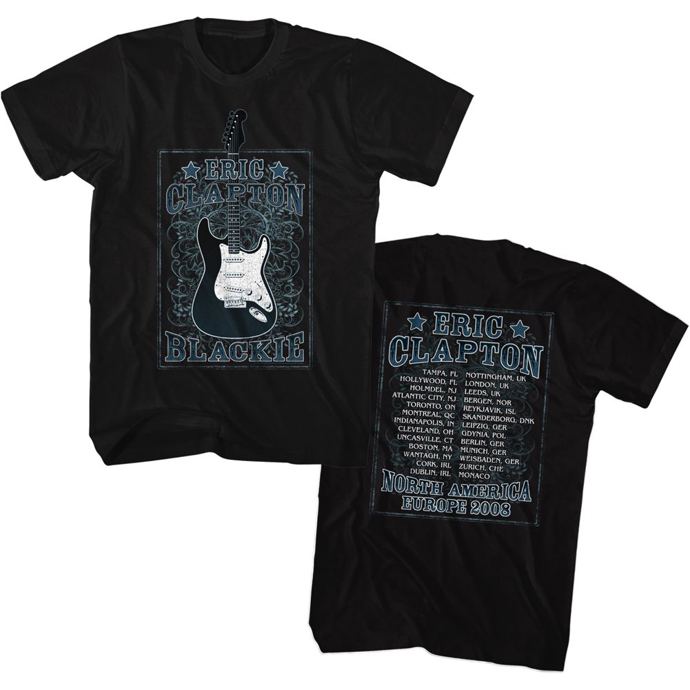 Black Eric Clapton t-shirt featuring Eric Clapton North America Europe tour design