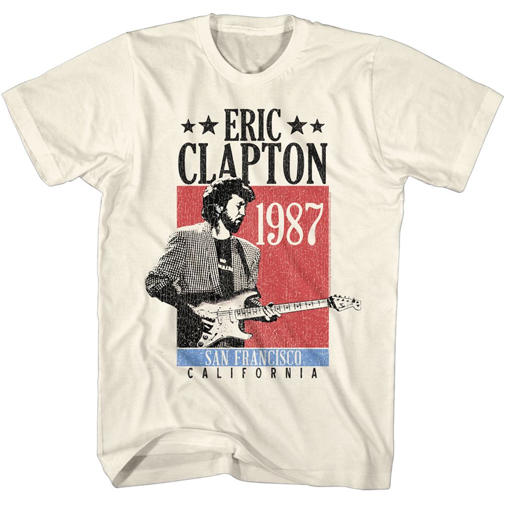 Natural Eric Clapton t-shirt featuring Eric Clapton San Francisco 1987 tour design