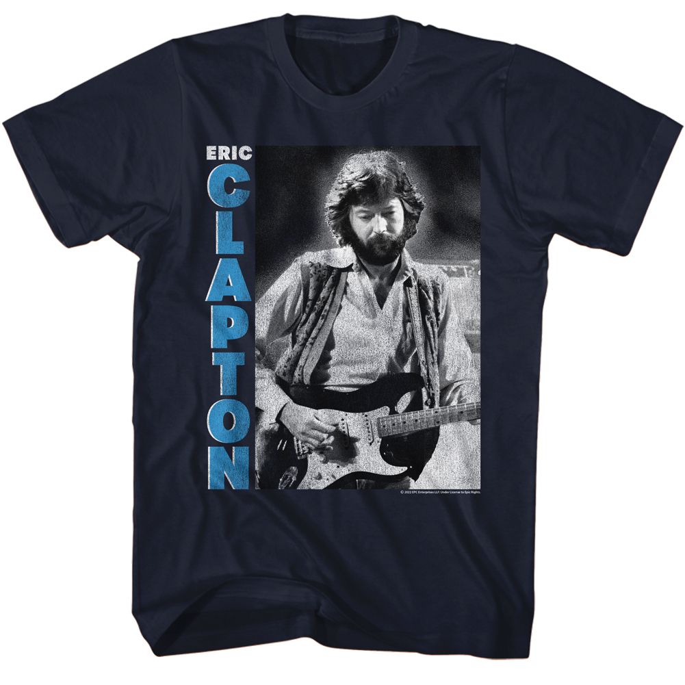 Navy Eric Clapton t-shirt featuring Eric Clapton Black And White photo design