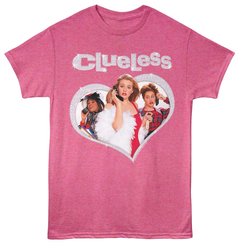 Retro pink heather Clueless t-shirt featuring Clueless Diamond Heart design