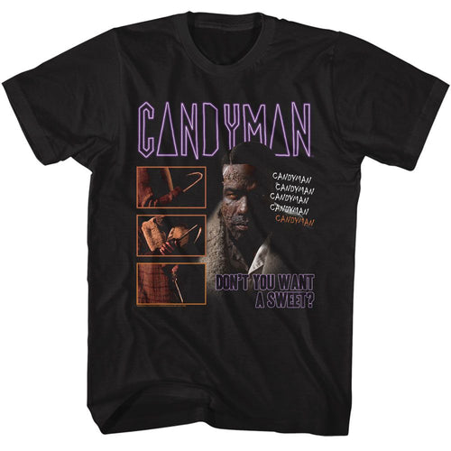 Black Candyman t-shirt featuring Candyman Neon Logo design