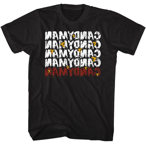 Black Candyman t-shirt featuring Candyman Mirror Repeat design