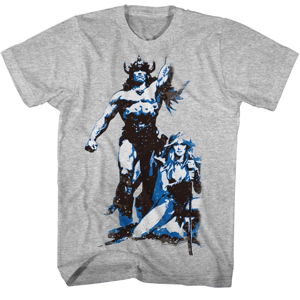 Gray heather Conan the Barbarian t-shirt featuring Conan the Barbarian Vintage logo design