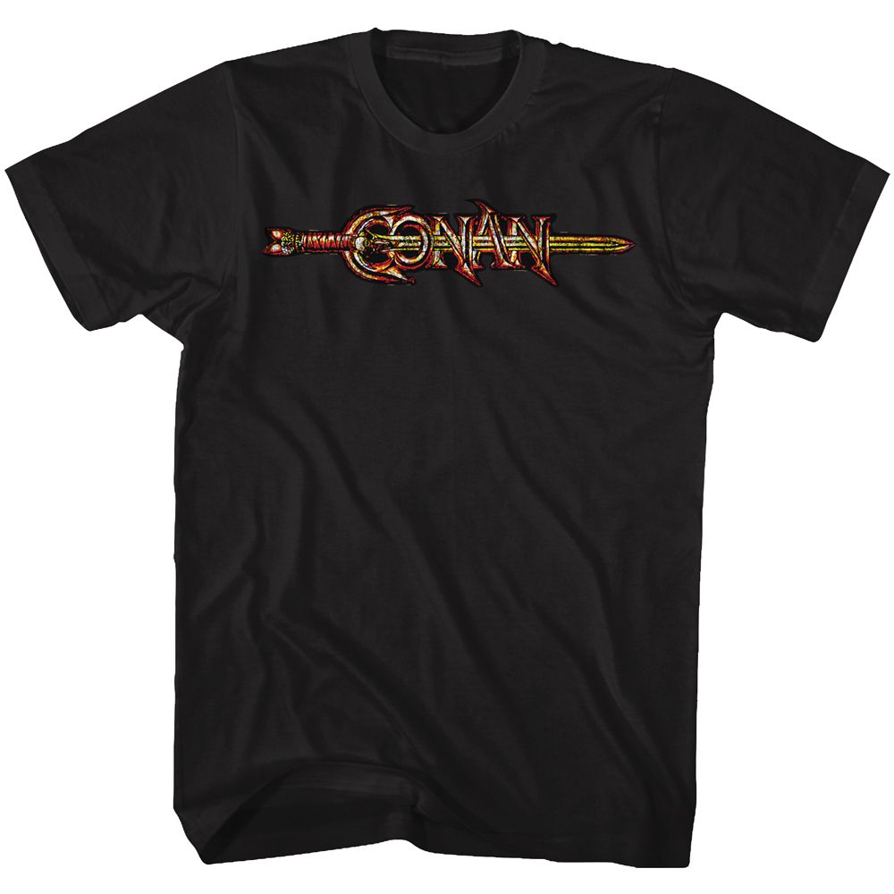 Black Conan the Barbarian t-shirt featuring Conan the Barbarian Logo In Color design