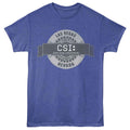 Royal heather CSI t-shirt featuring CSI Las Vegas badge design