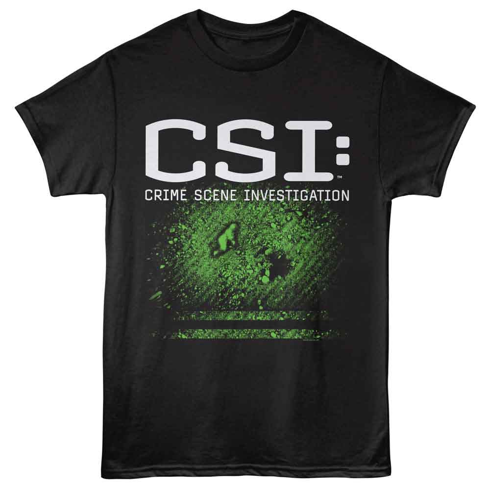 Black CSI t-shirt featuring CSI Crime Scene design