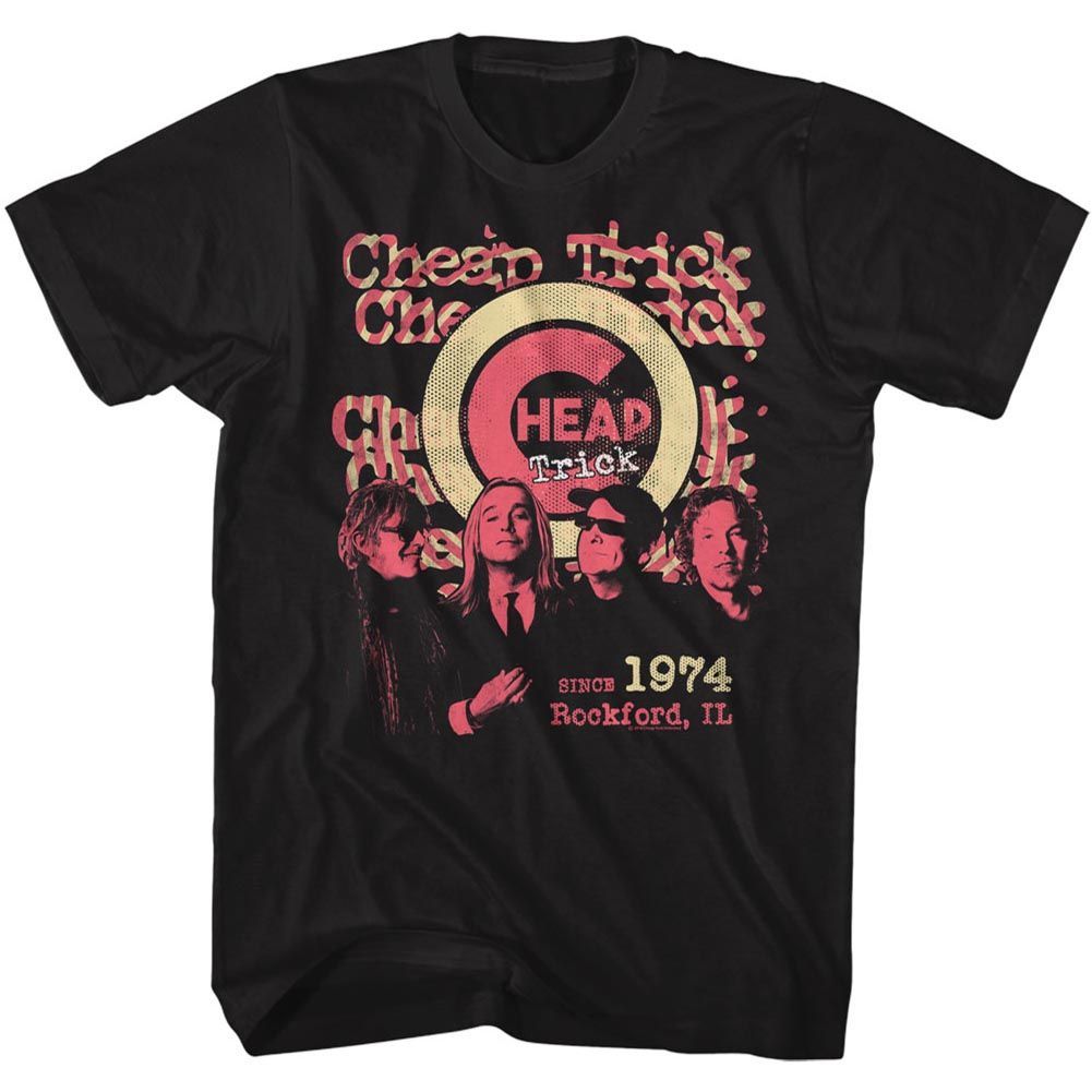 Black Cheap Trick t-shirt featuring Cheap Trick Since 1974 design