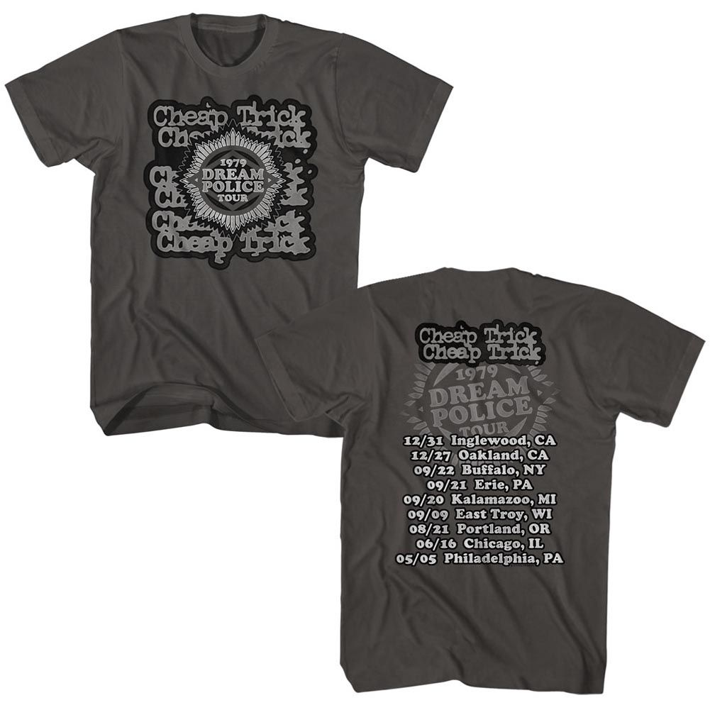 Smoke gray Cheap Trick t-shirt featuring Cheap Trick Dream Police Tour design
