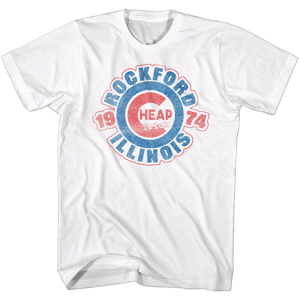 White Cheap Trick t-shirt featuring Cheap Trick Rockford IL 1974 design