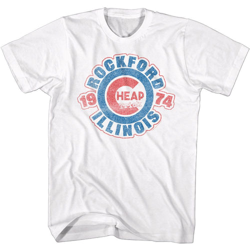 White Cheap Trick t-shirt featuring Cheap Trick Rockford IL 1974 design